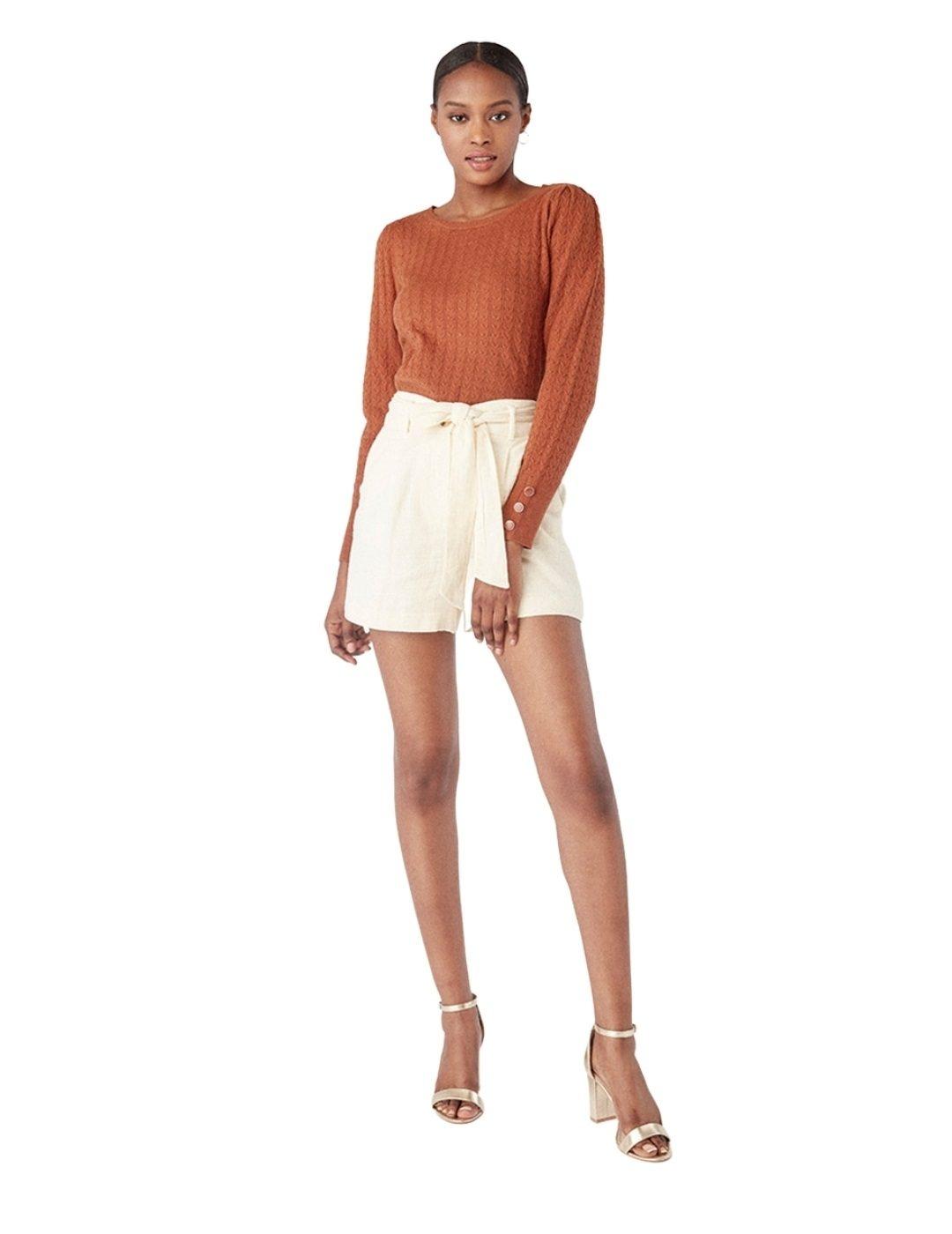 Jersey Naf Naf Trenzado Marrón Para Mujer