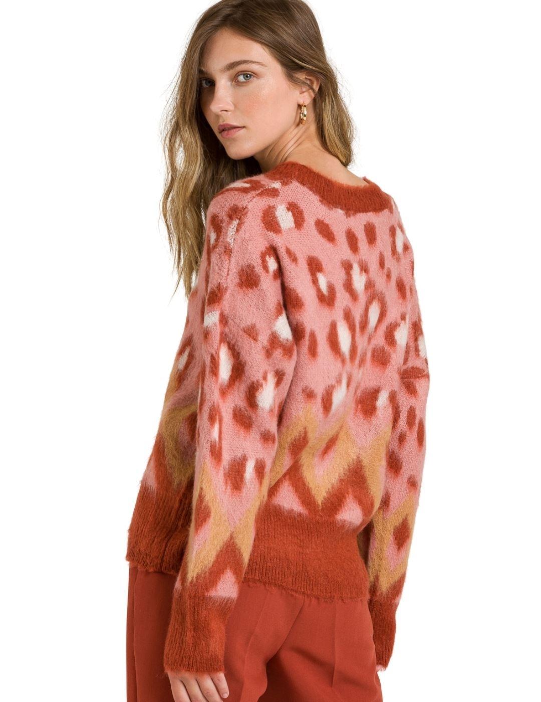 Jersey Naf Naf Animal Print Rosa Para Mujer