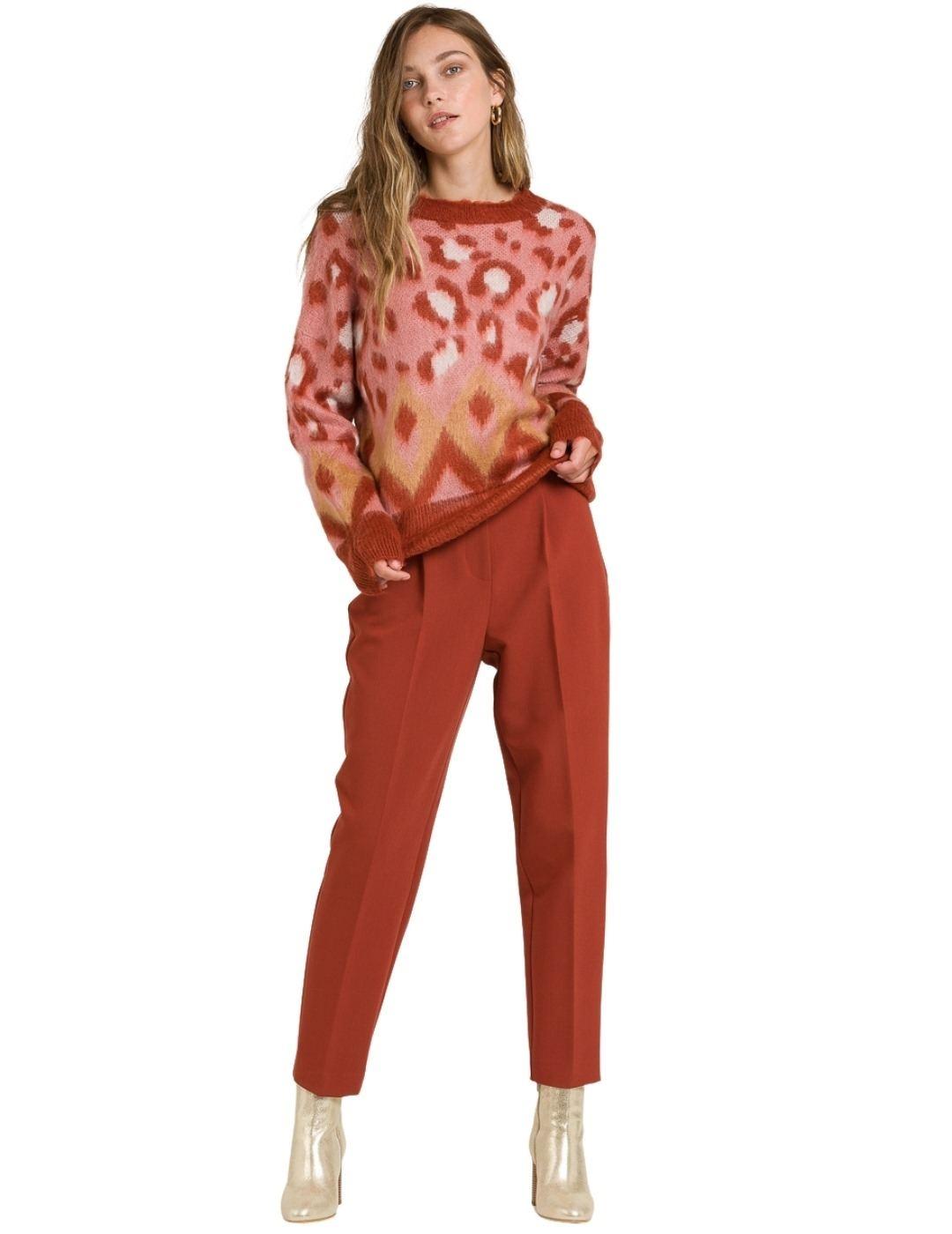 Jersey Naf Naf Animal Print Rosa Para Mujer