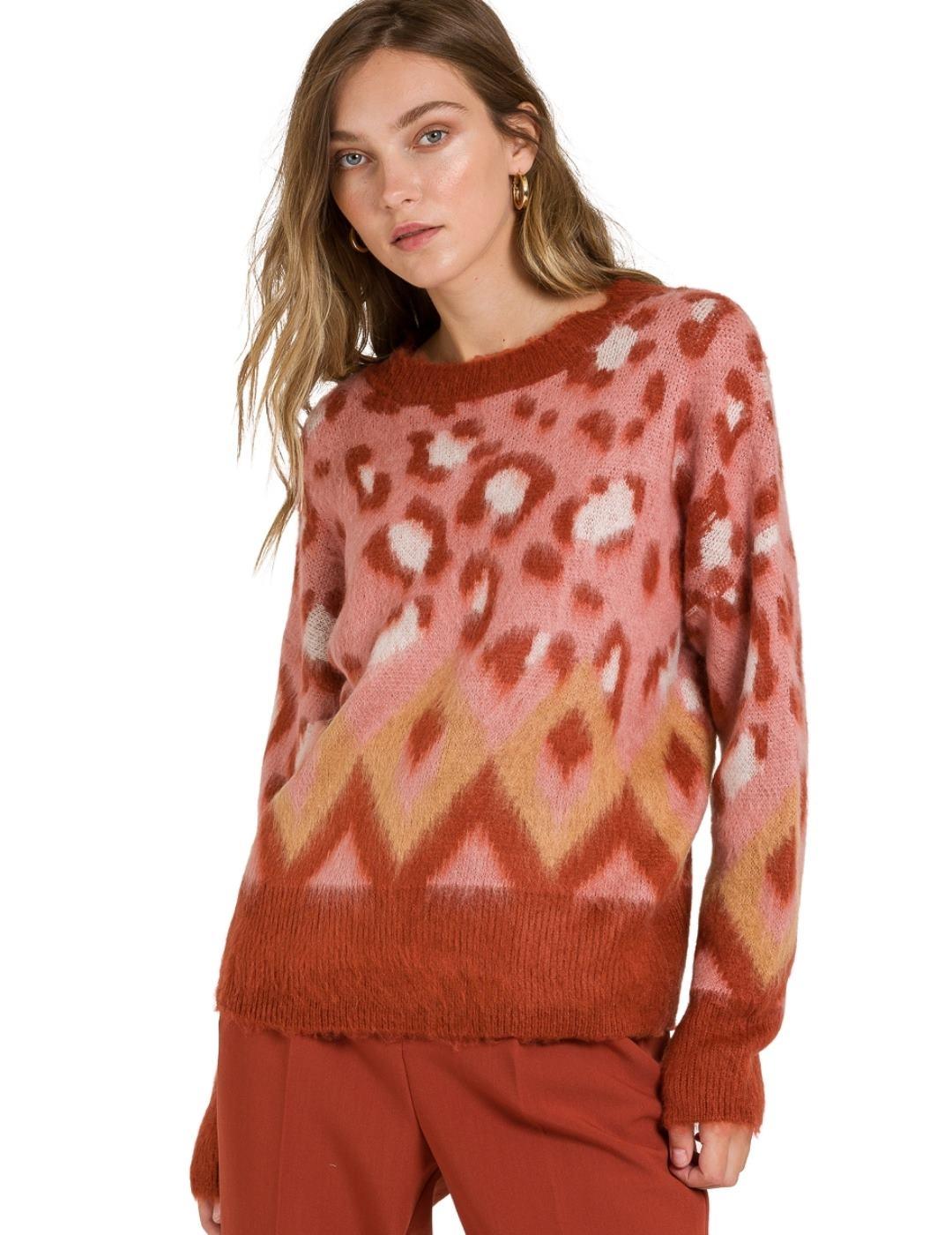 Jersey Naf Naf Animal Print Rosa Para Mujer