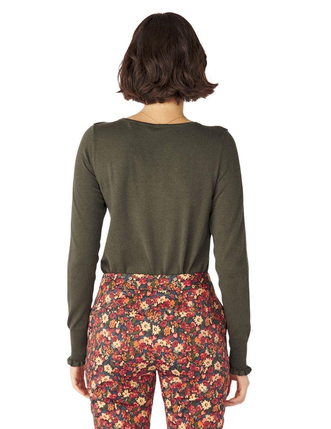 Jersey Naf Naf Verde Con Plumeti Para Mujer