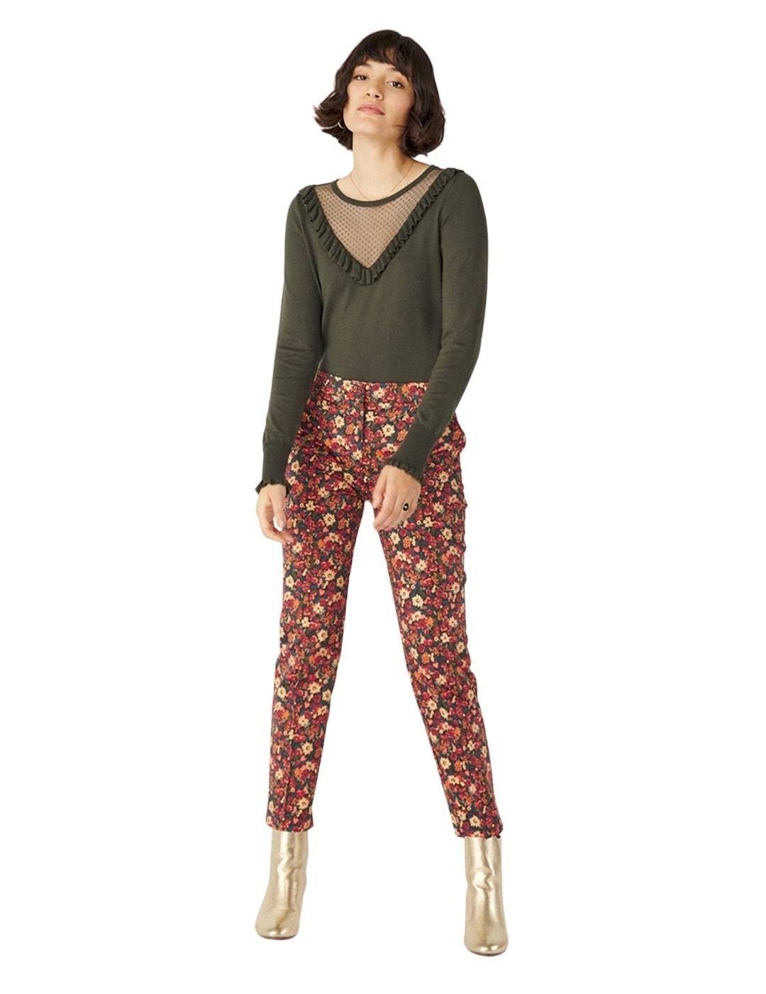 Jersey Naf Naf Verde Con Plumeti Para Mujer