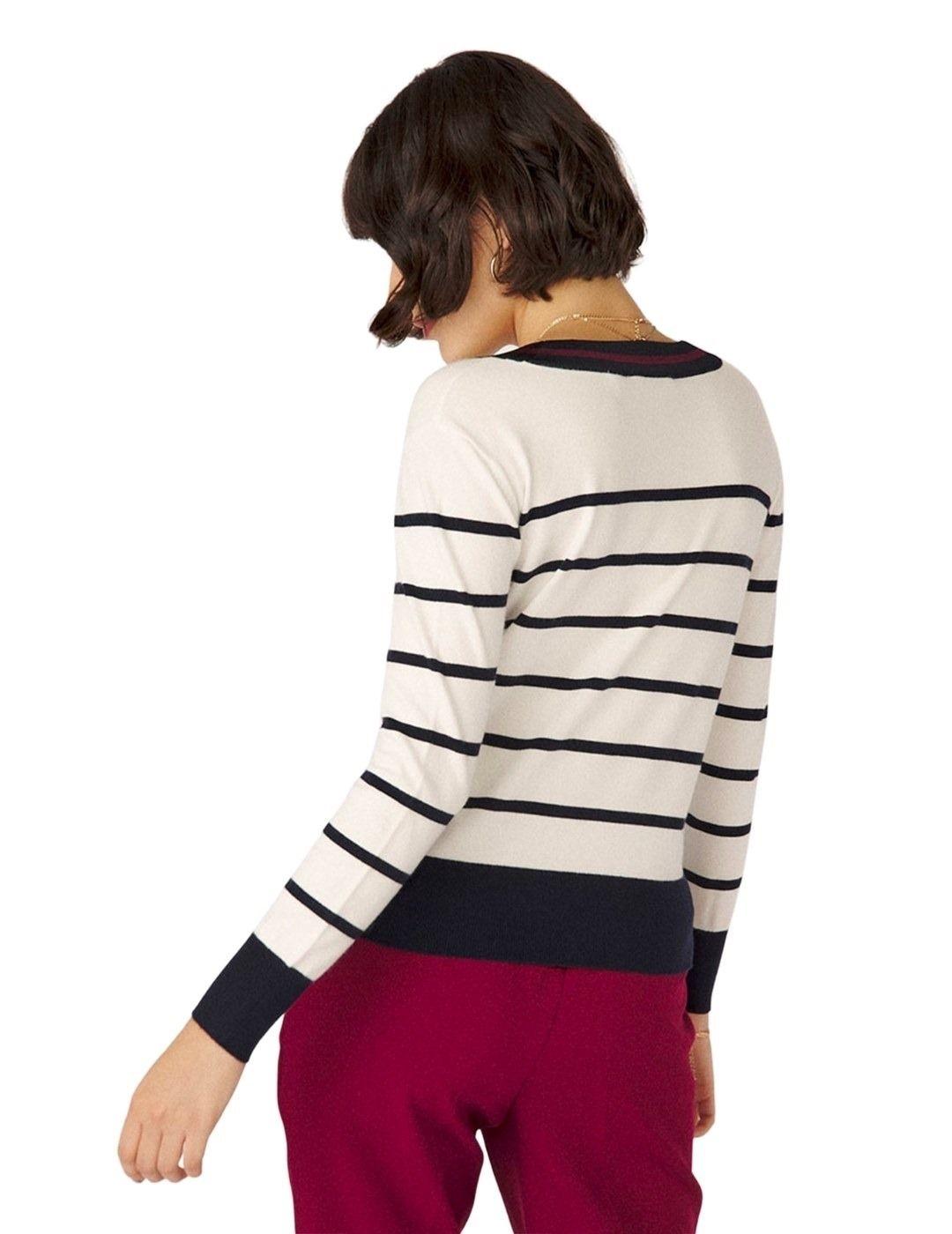 Jersey Naf Naf Rayas Blanco y Azul Para Mujer