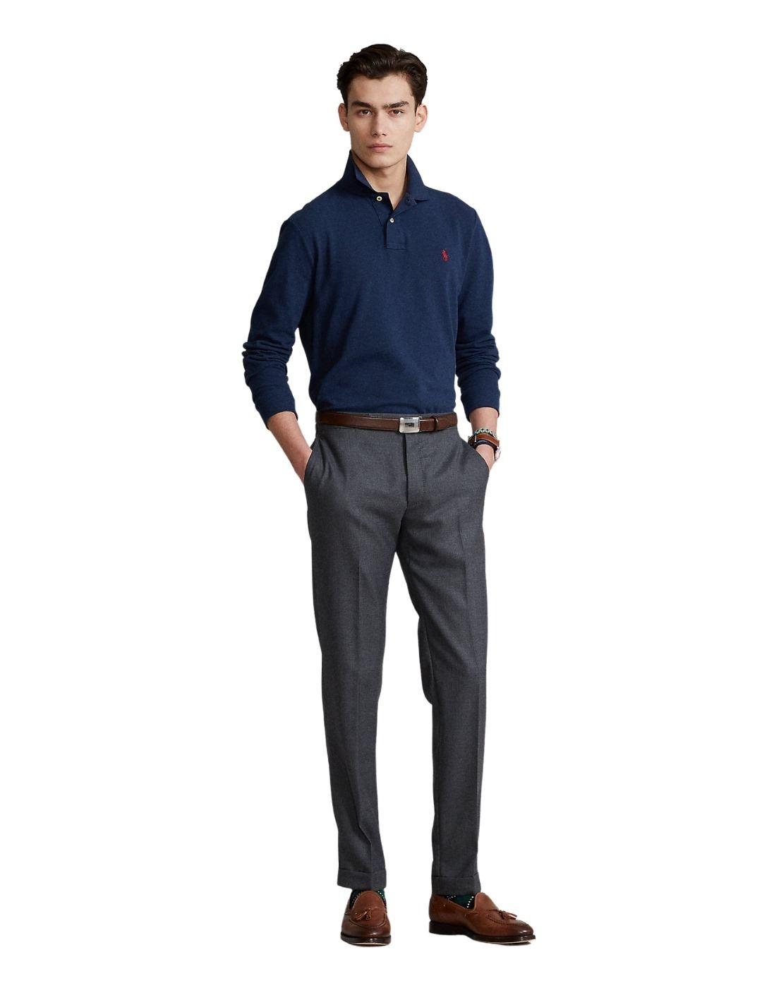 Polo Ralph Lauren Color Marino Manga Larga Para Hombre