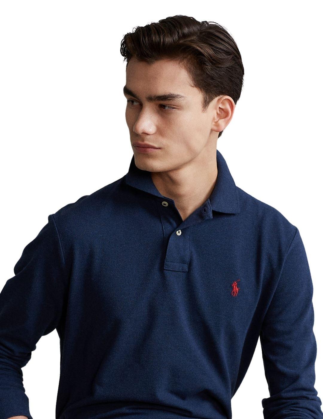 Polo Ralph Lauren Color Marino Manga Larga Para Hombre