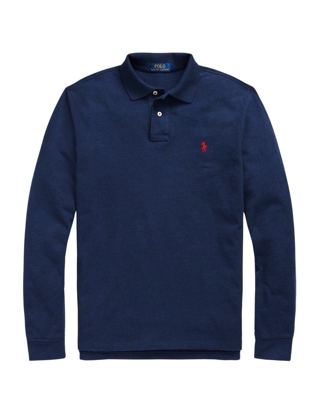Polo Ralph Lauren Color Marino Manga Larga Para Hombre