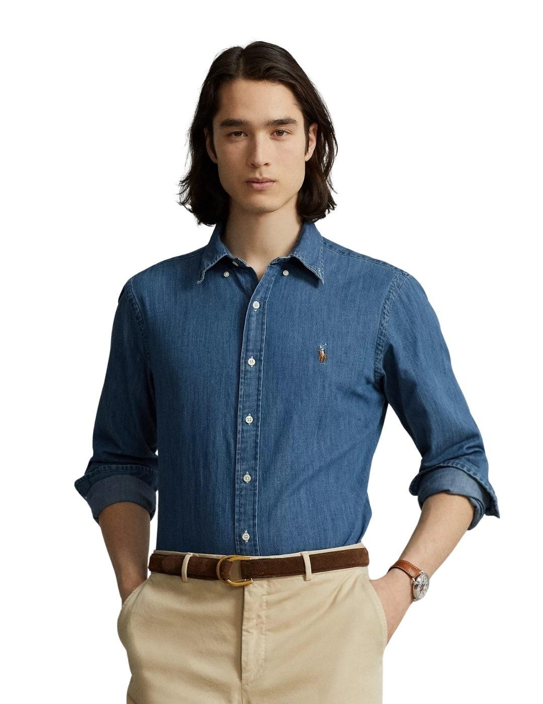 Camisa Ralph Lauren Vaquera Azul Para Hombre