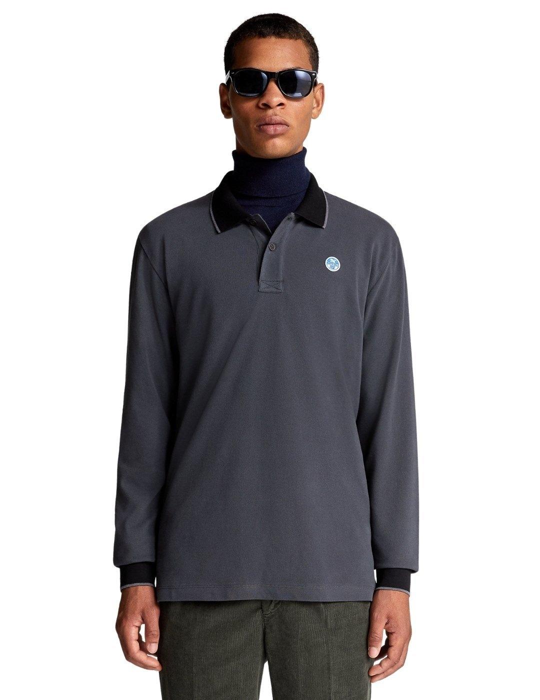 Polo North Sails Manga Larga Gris Para Hombre