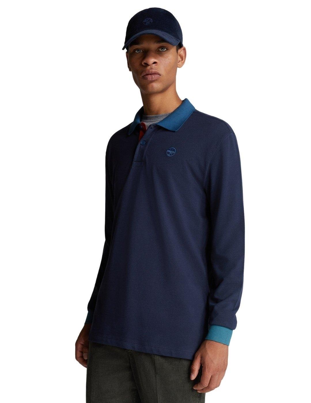 Polo Norths Sails Marino Manga Larga Para Hombre