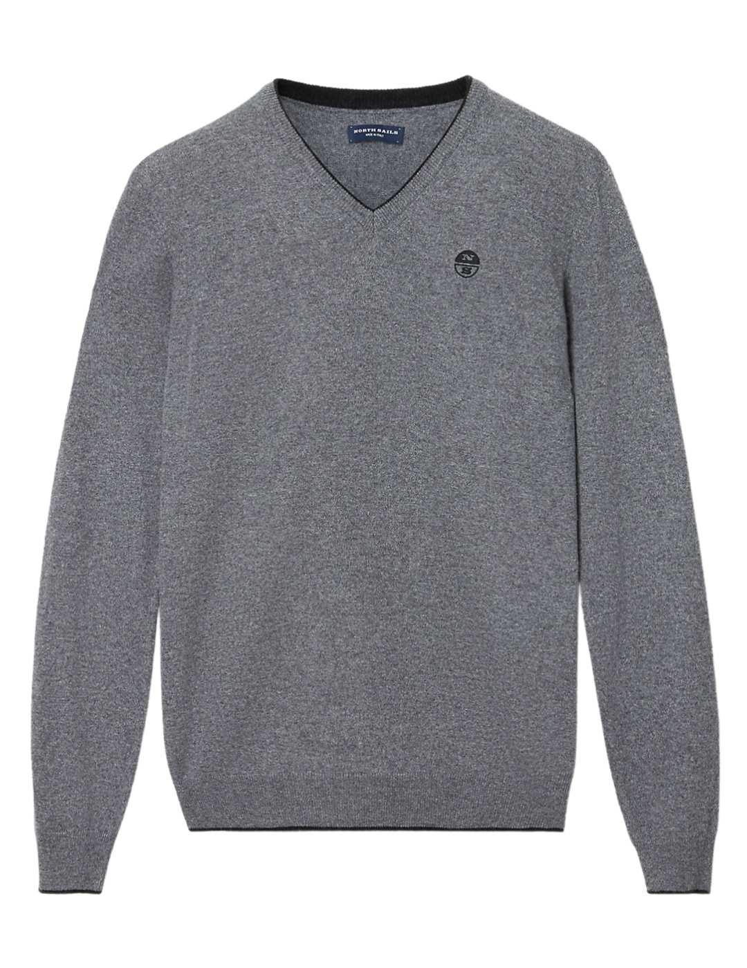 Jersey North Sails Cuello Pico Gris Para Hombre