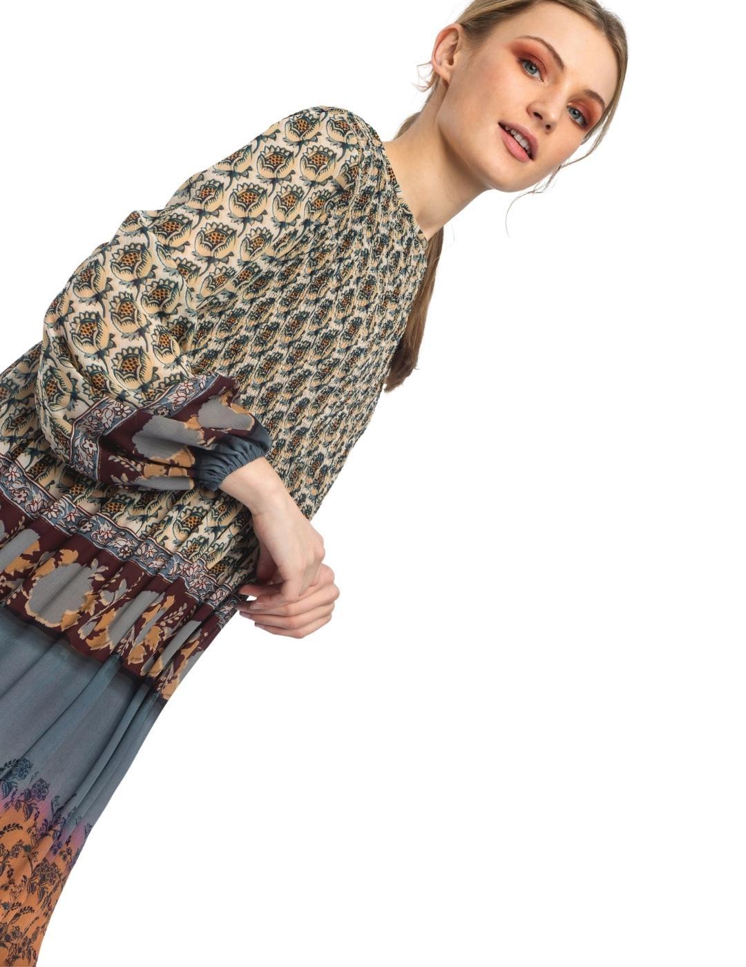 Vestido Alba Conde Teja Largo Para Mujer