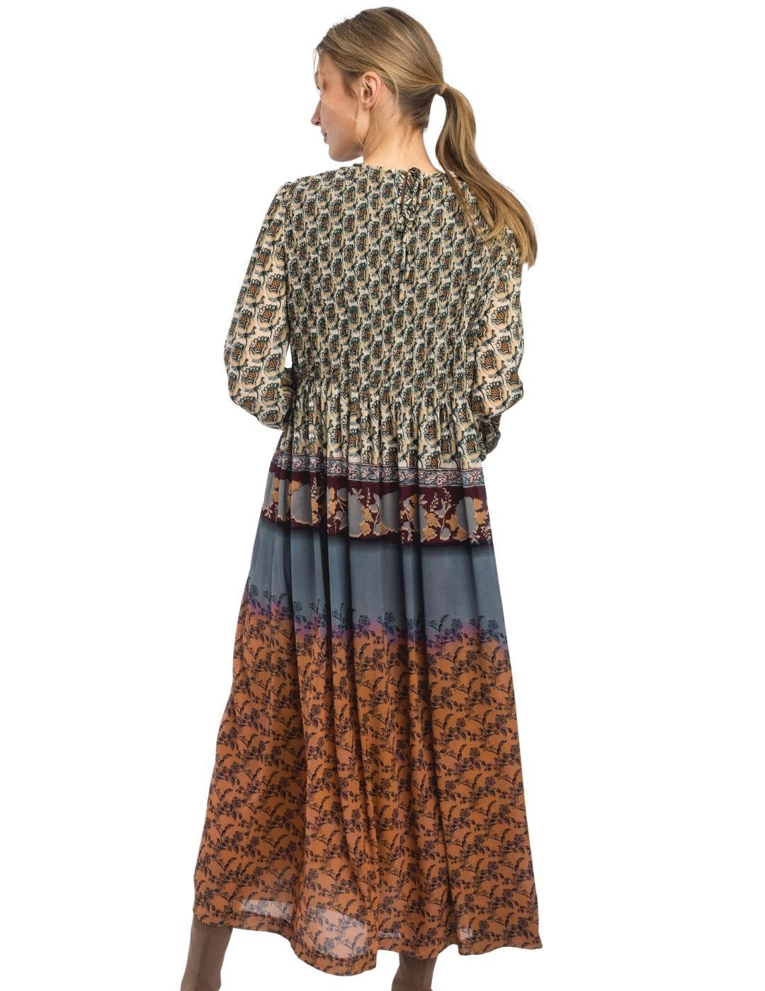 Vestido Alba Conde Teja Largo Para Mujer