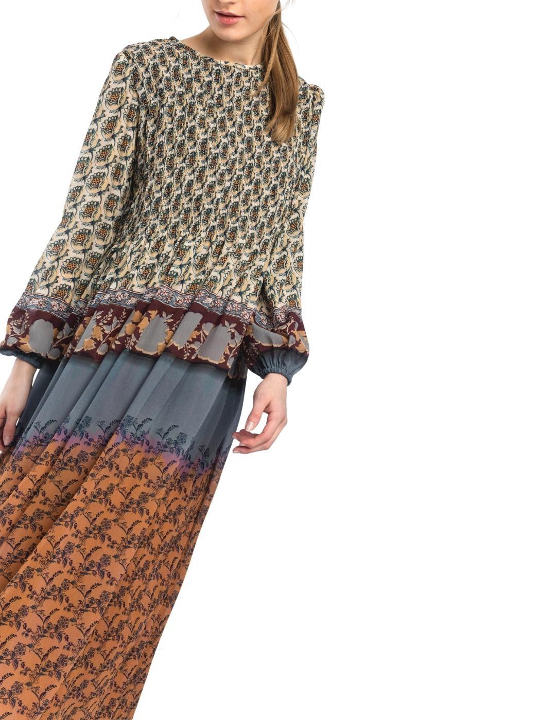 Vestido Alba Conde Teja Largo Para Mujer