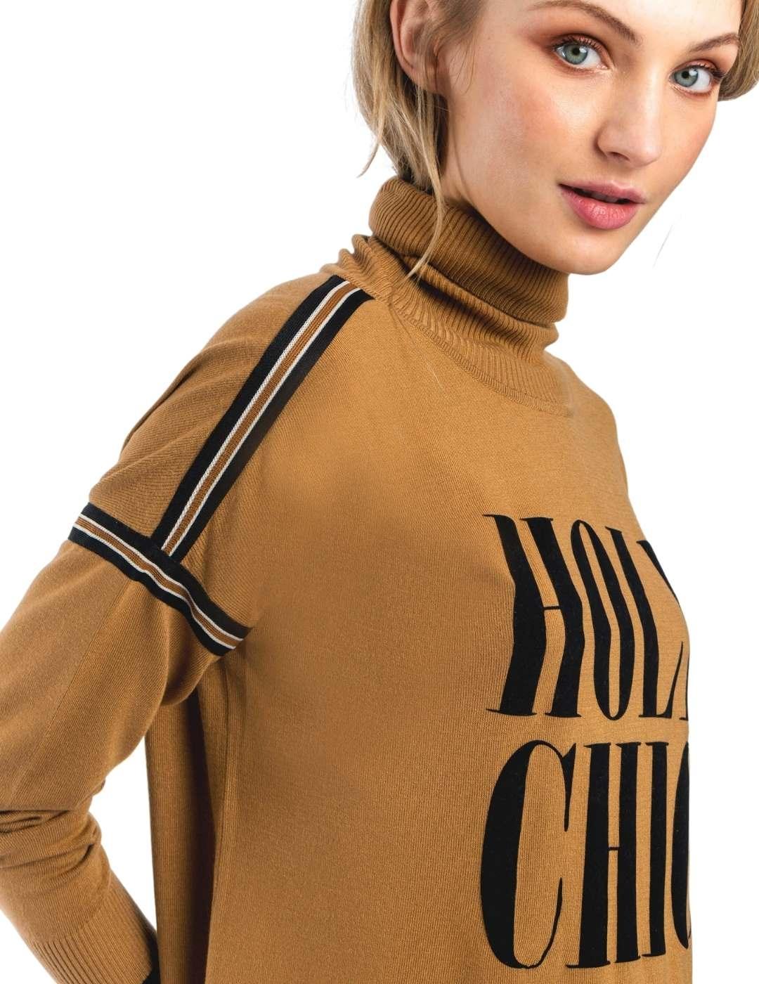 Jersey Alba Conde Camel Texto Para Mujer