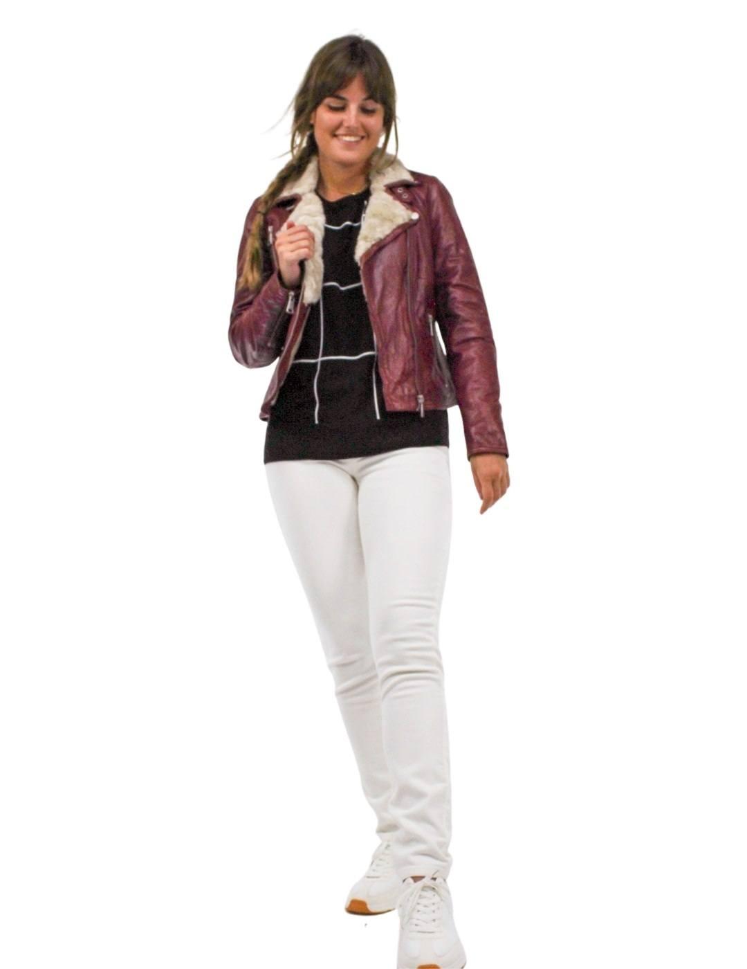 Cazadora Freaky Nation Biker Lady Granate Para Mujer