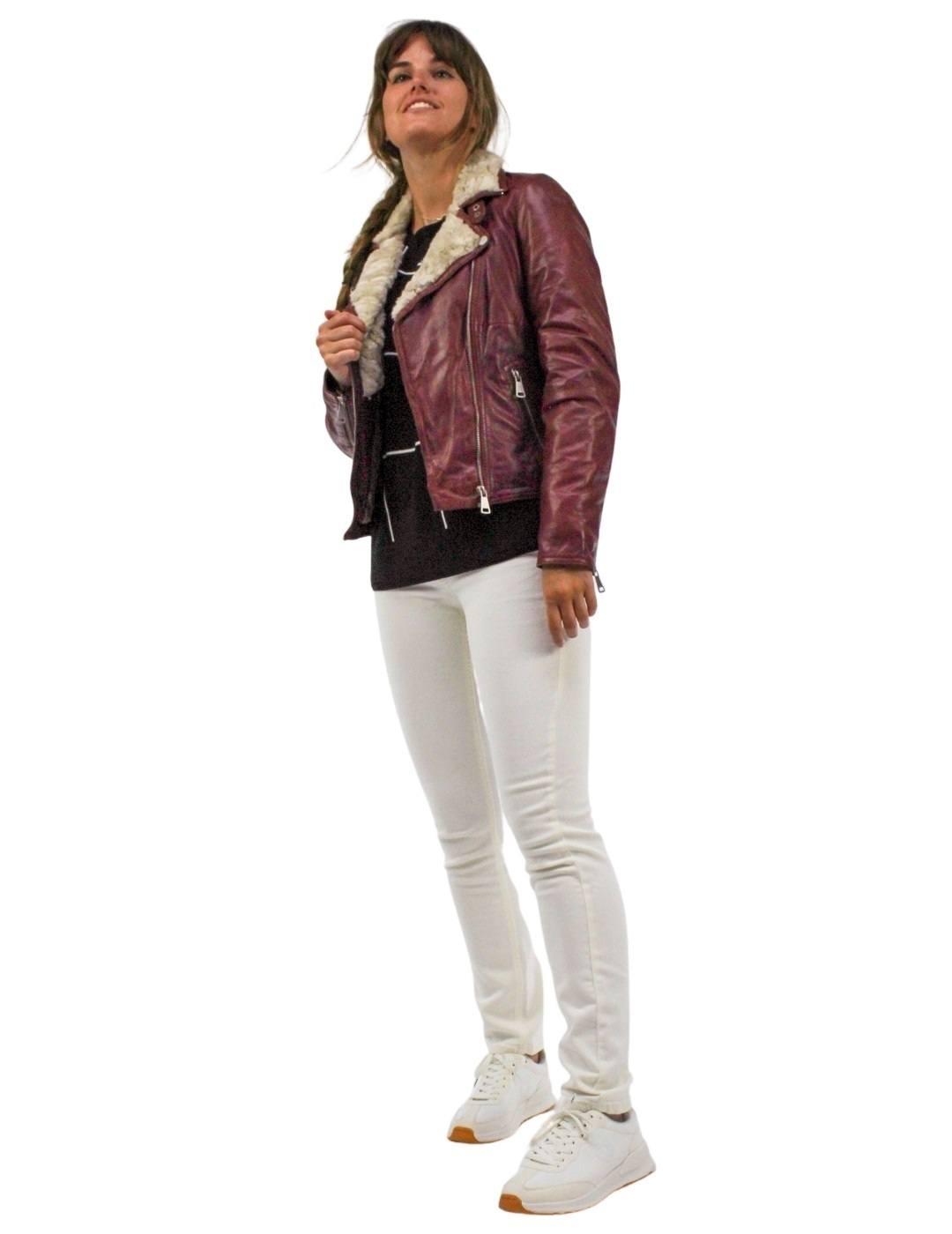 Cazadora Freaky Nation Biker Lady Granate Para Mujer