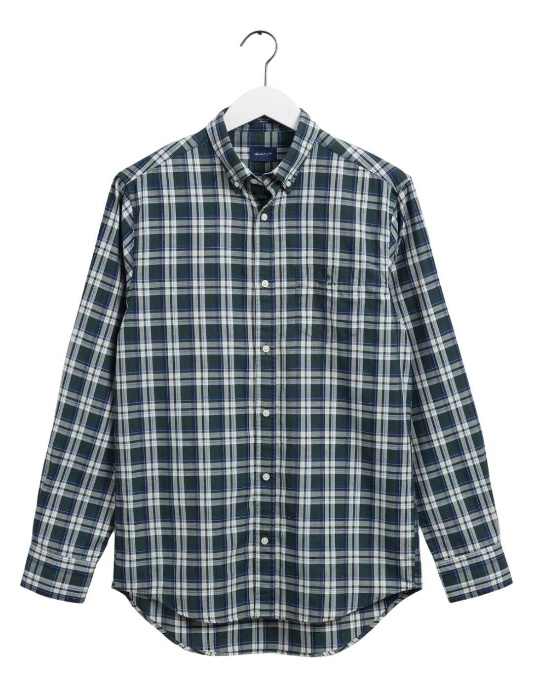 Camisa Gant Oxfor Cuadros Verde Para Hombre