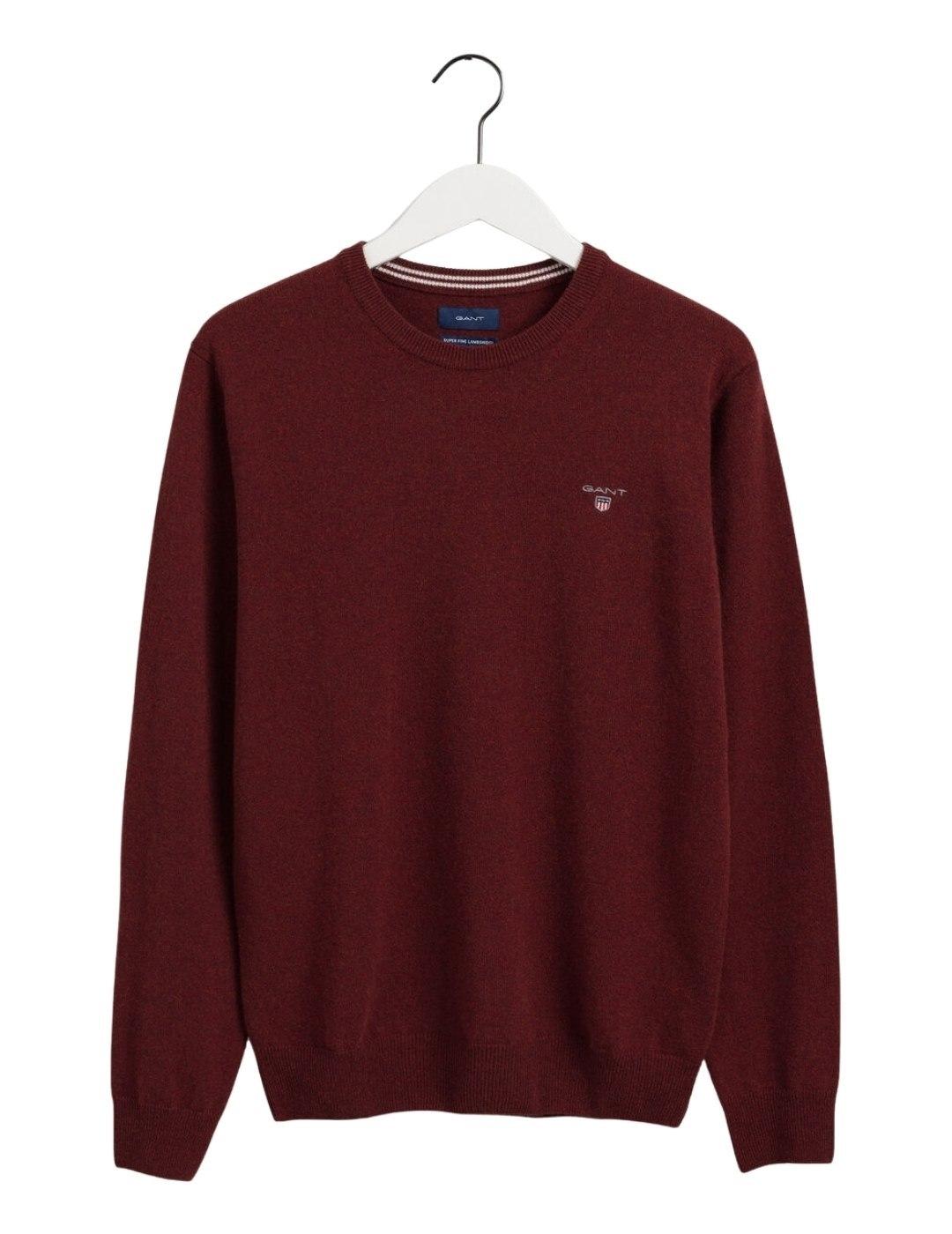 Jersey Gant Granate Cuello Redondo Para Hombre