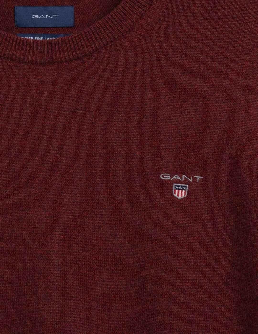 Jersey Gant Granate Cuello Redondo Para Hombre