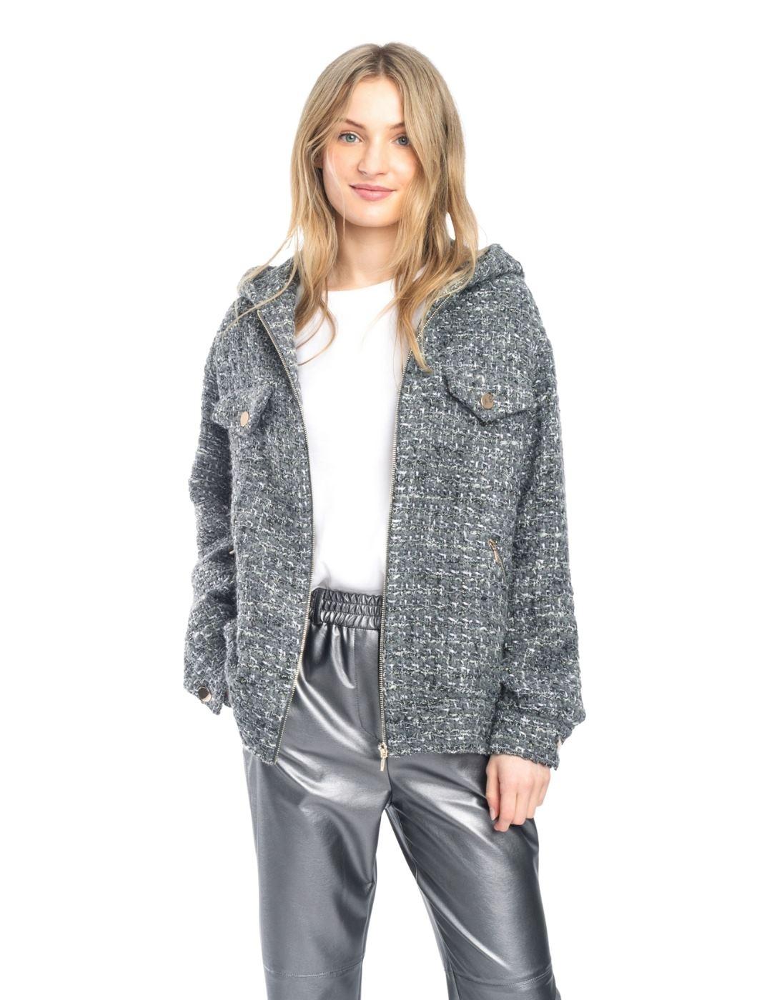 Cazadora Alba Conde Gris Capucha Para Mujer