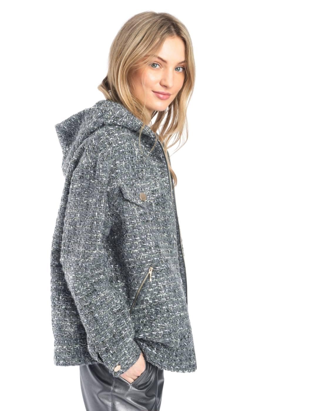 Cazadora Alba Conde Gris Capucha Para Mujer