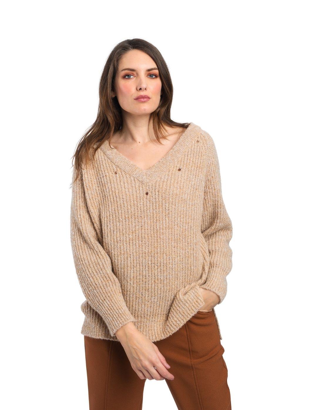 Jersey Alba Conde Natural Acanalado Para Mujer