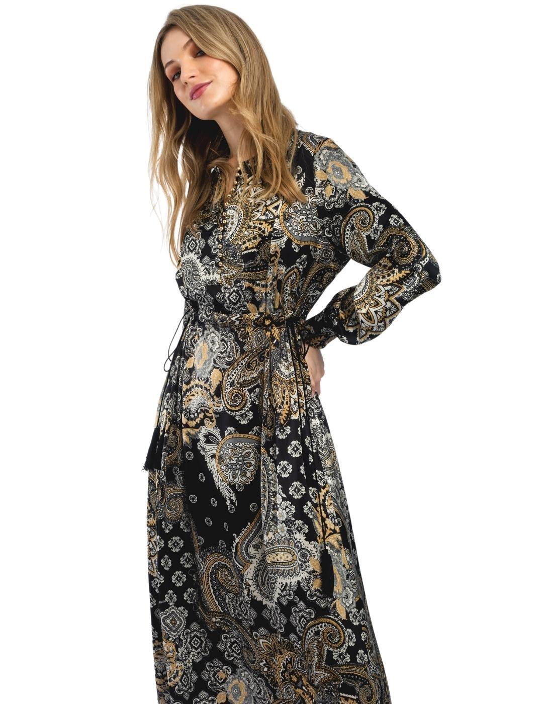 Vestido Alba Conde Negro Estampado PAra Mujer