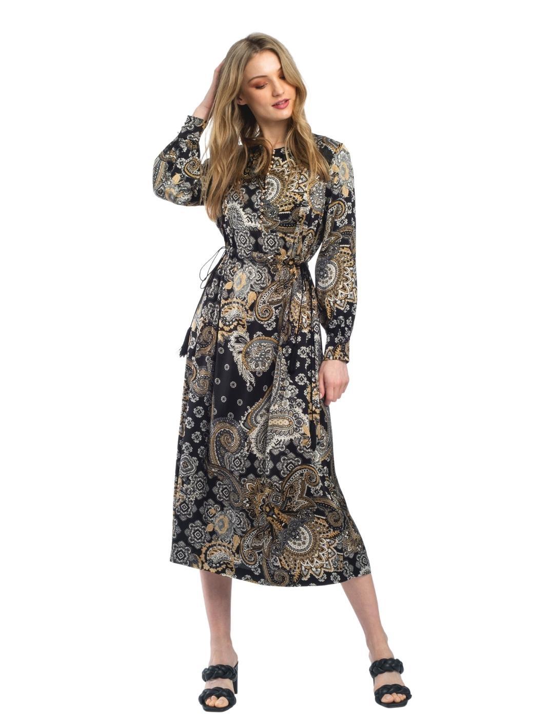 Vestido Alba Conde Negro Estampado PAra Mujer