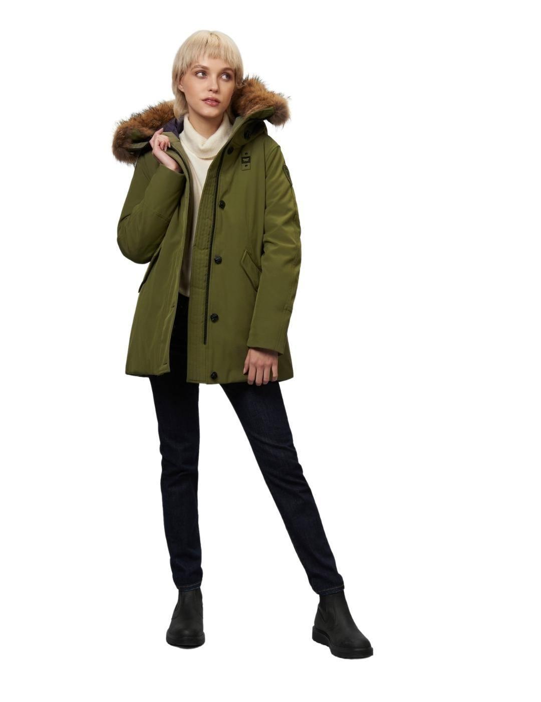 Parka Blauer Capucha Verde Para Mujer