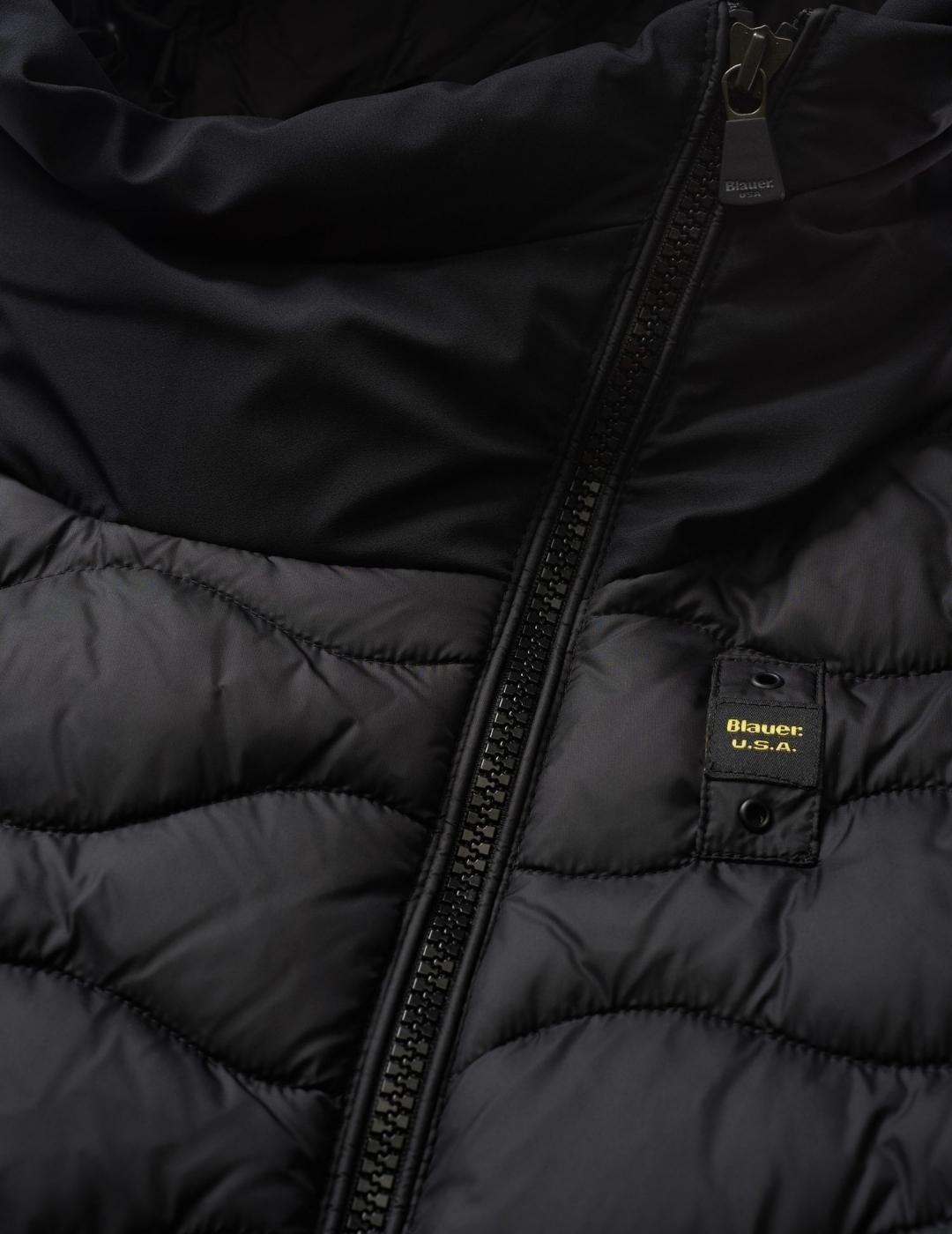 Plumífero Blauer Largo Negro Combinado Para Mujer