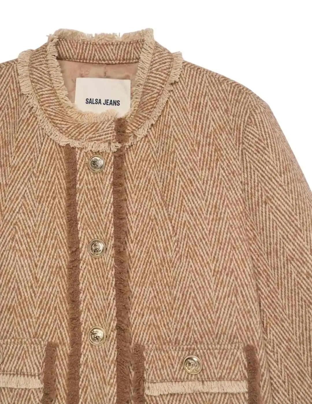 Salsa Jeans Chaqueta tweed estilo Chanel con lana