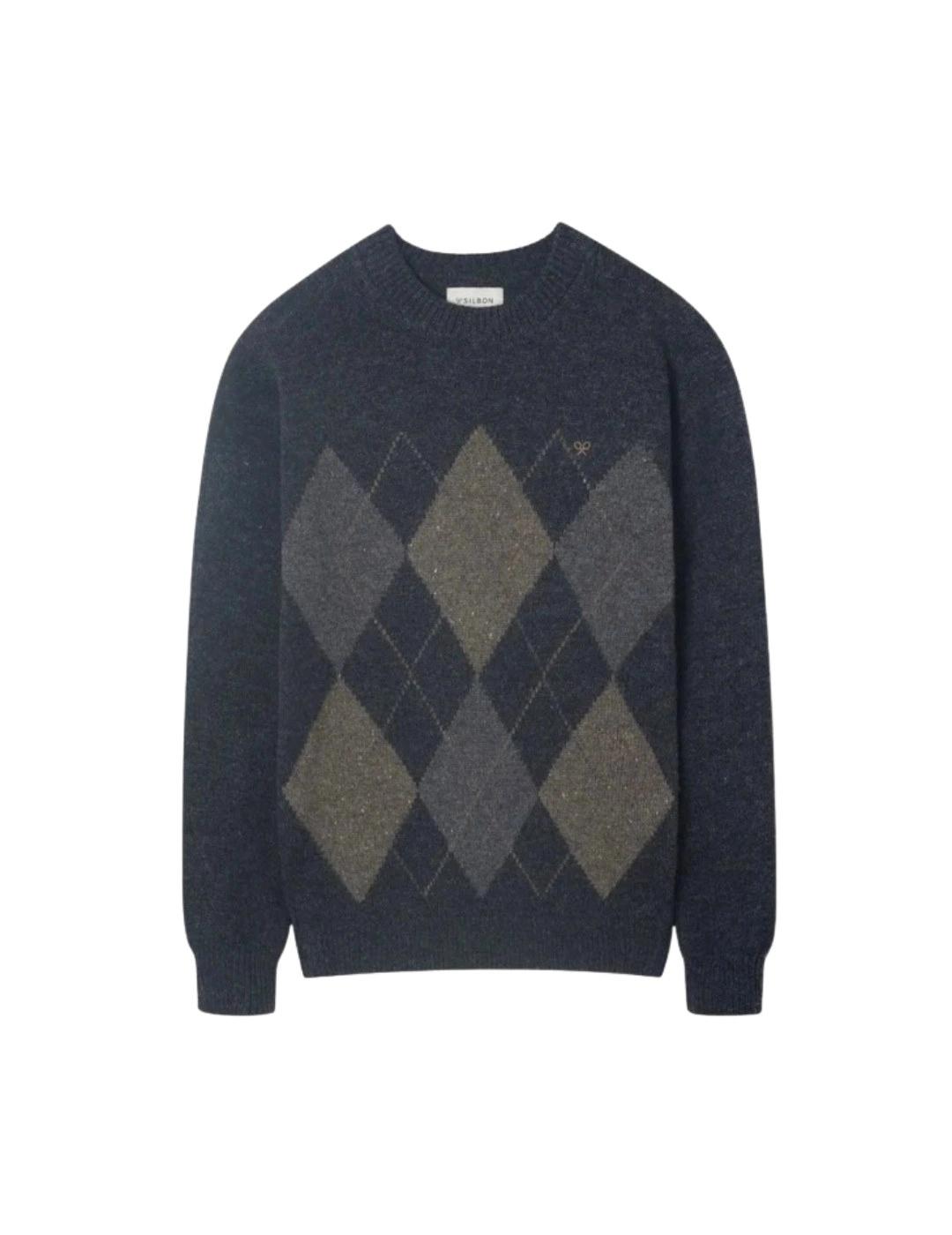 Silbon Jersey Rombos Azul Gris