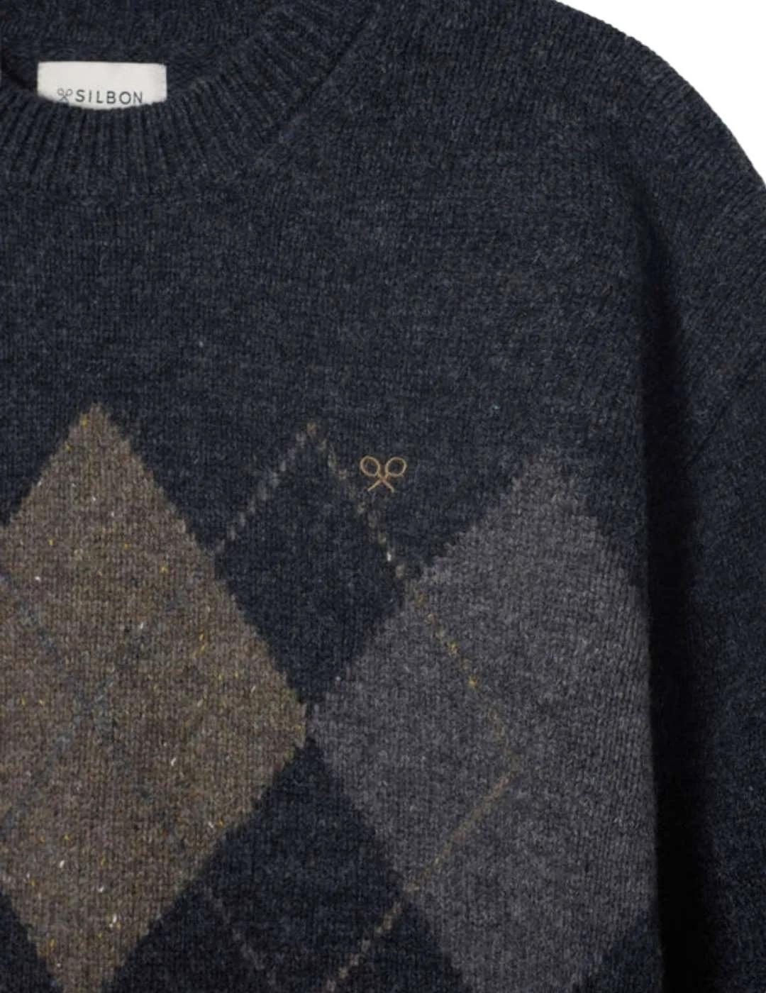 Silbon Jersey Rombos Azul Gris